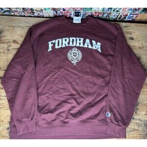 Champion Fordham University Crewneck Sweatshirt Pullover Maroon Men’s XL Crest